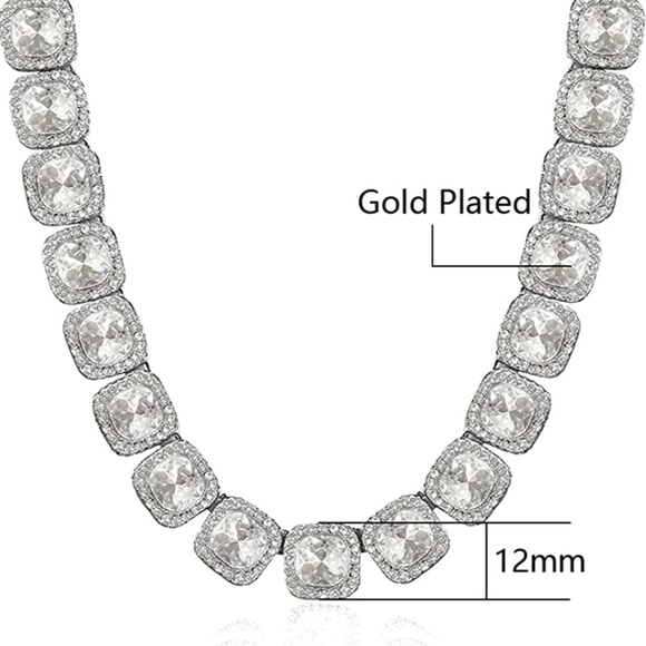 *NEW!* 2 Piece Set - Mens White Gold Tennis Chain & Bracelet - Picture 8 of 13